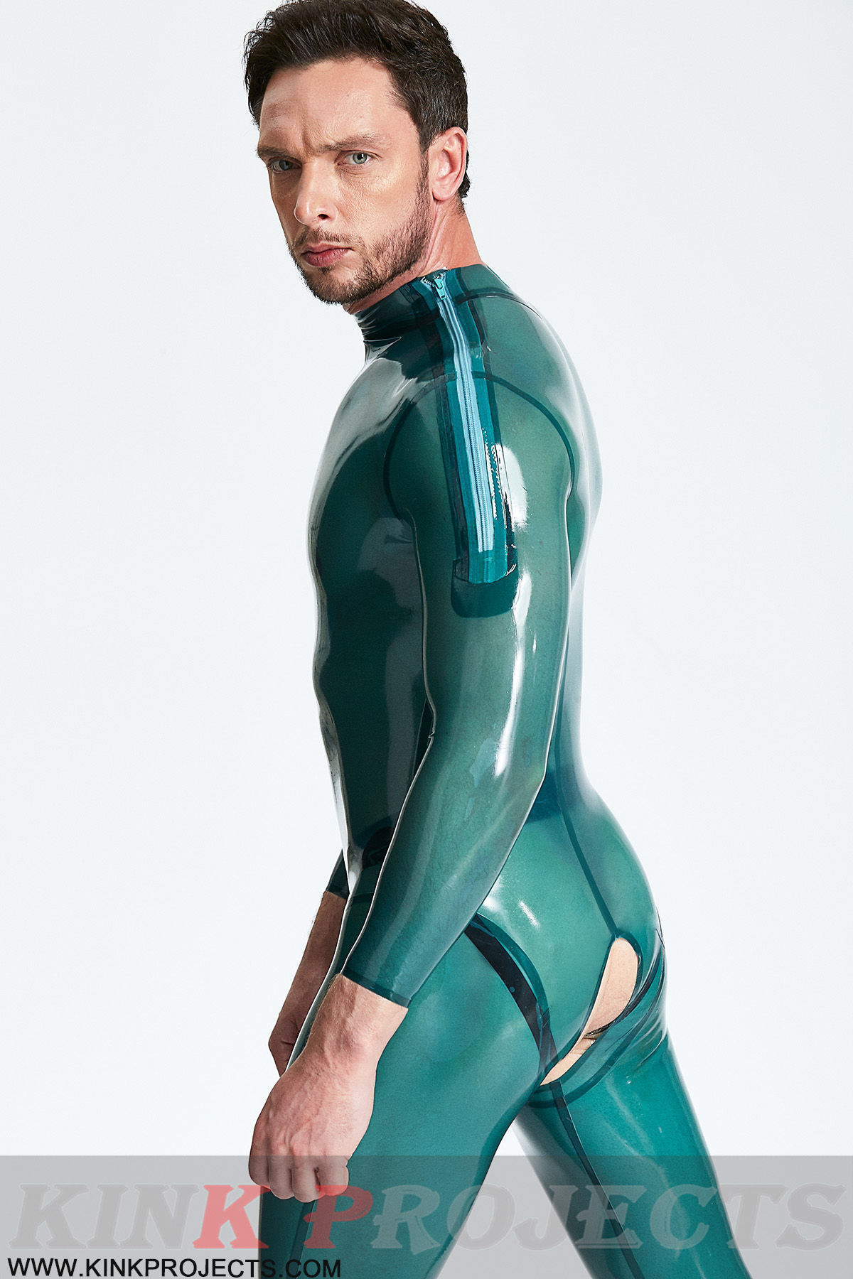 Latex Bodysuit with zip in crotch - available with one side